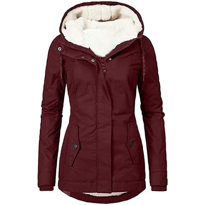 Women’s hooded spliced zipper coat