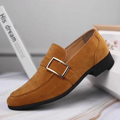 Men’s Loafers – Imitation Suede – Slip-On – Decorative Buckle – Classic Fit