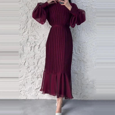 Pleated Midi Dress for Women – Elegant & Timeless Design