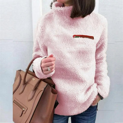 Women's roll neck sweater with zipper