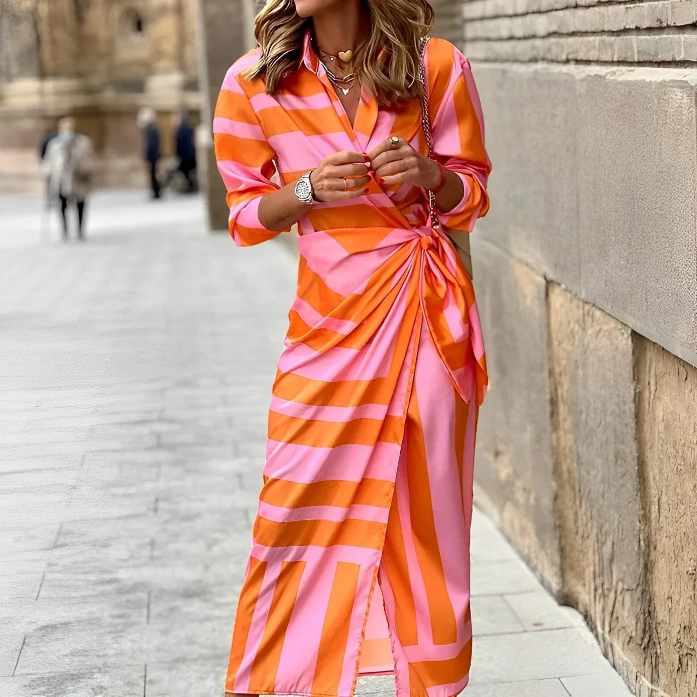 Stylish Wrap Dress with Print | Velanora Dress in Lightweight Fabric