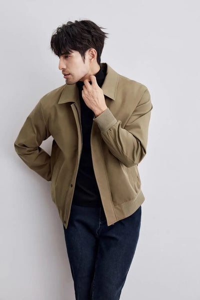 Men’s Jacket – Relaxed Fit – Classic Collar – Button Front – Ribbed Cuffs – Side Pockets