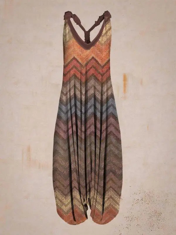 Women's Bohemian Jumpsuit - Halter Neck - Loose Fit - Harem Style - Full Length