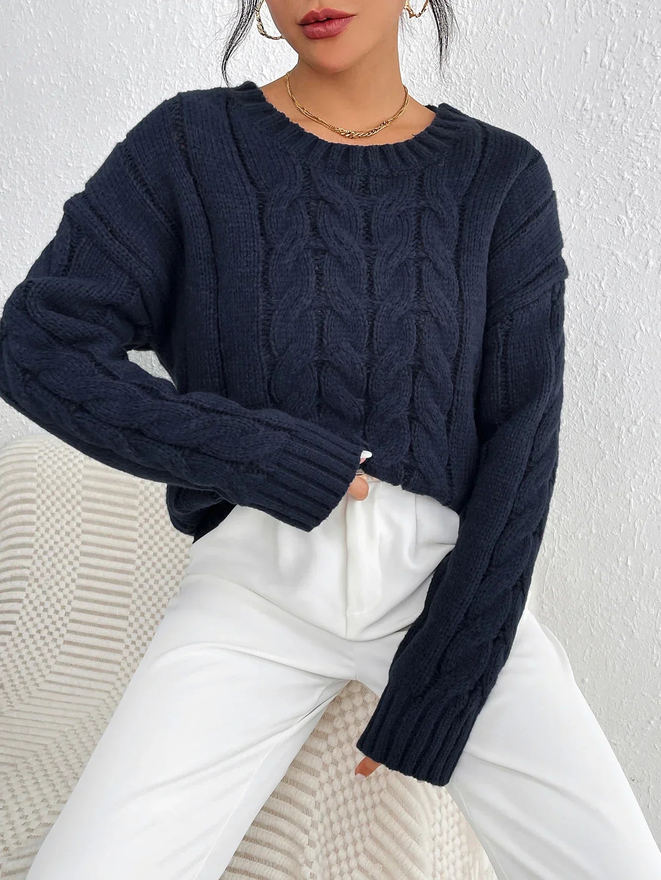 Women's loose twisted pullover sweater