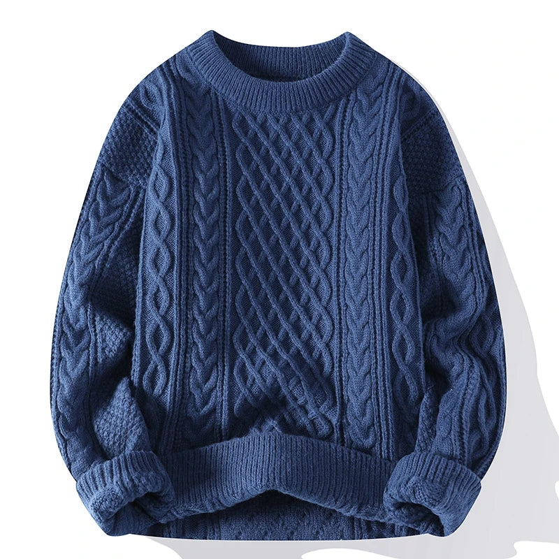 Heren winter sweater met kabelgebreid design