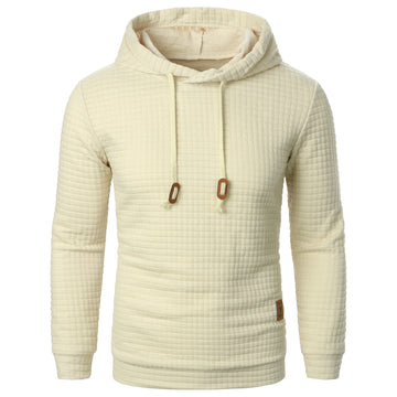 Heren herfst/winter hoodie sweatshirt met jacquard ruitpatroon