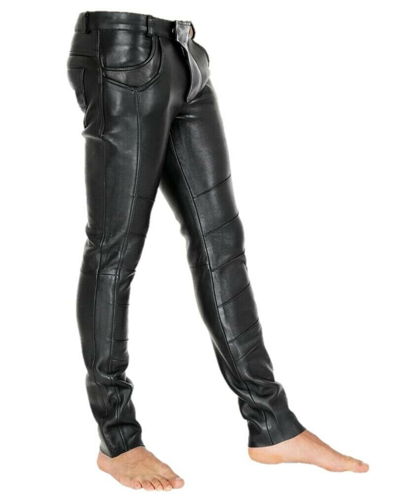 Tough PU leather pants men's