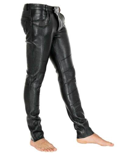 Tough PU leather pants men's