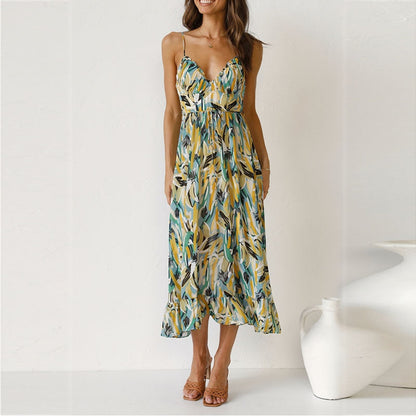 Women's Maxi Dress - Sleeveless V-Neck - Spaghetti Straps - Flowy Lightweight Fit