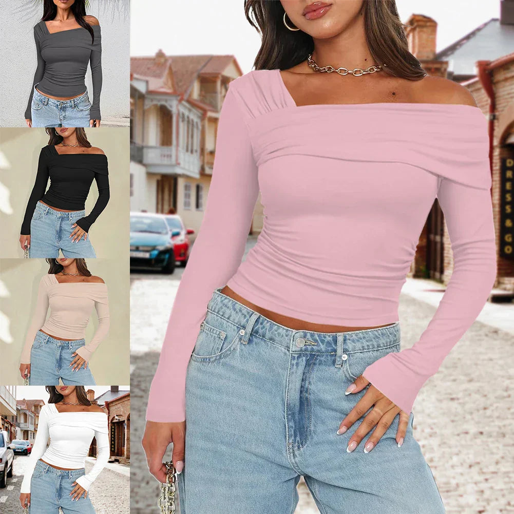 Off-Shoulder Ribbed Knit Top for Women