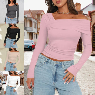 Off-Shoulder Ribbed Knit Top for Women