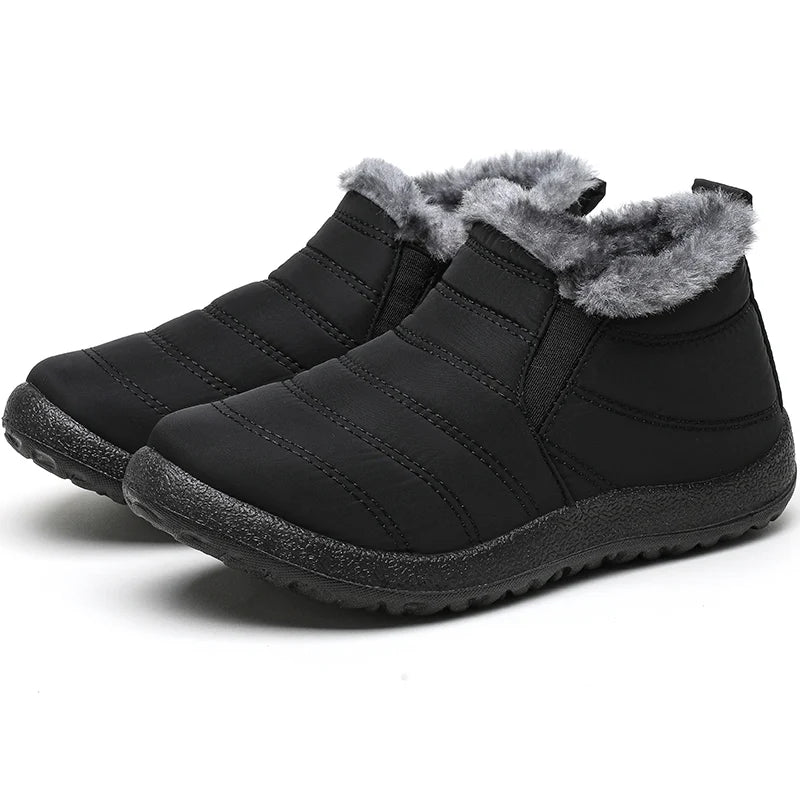 Women’s Ankle Boots – Fur Lined – Slip-On – Water Resistant – Supportive Sole