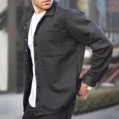 Men’s Quilted Shirt Jacket – Relaxed Fit – Button Front – Casual Layer