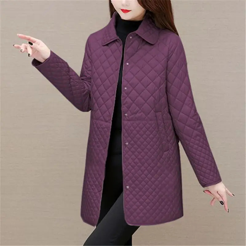 Women's winter checkered quilted jacket