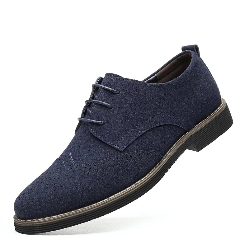 Men’s Oxford Shoes - Suede Finish - Brogue Detailing - Formal Smart Casual Wear