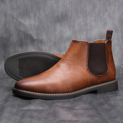 Men’s Chelsea Boots – Leather – Elastic Sides – Ankle Length – Classic Fit