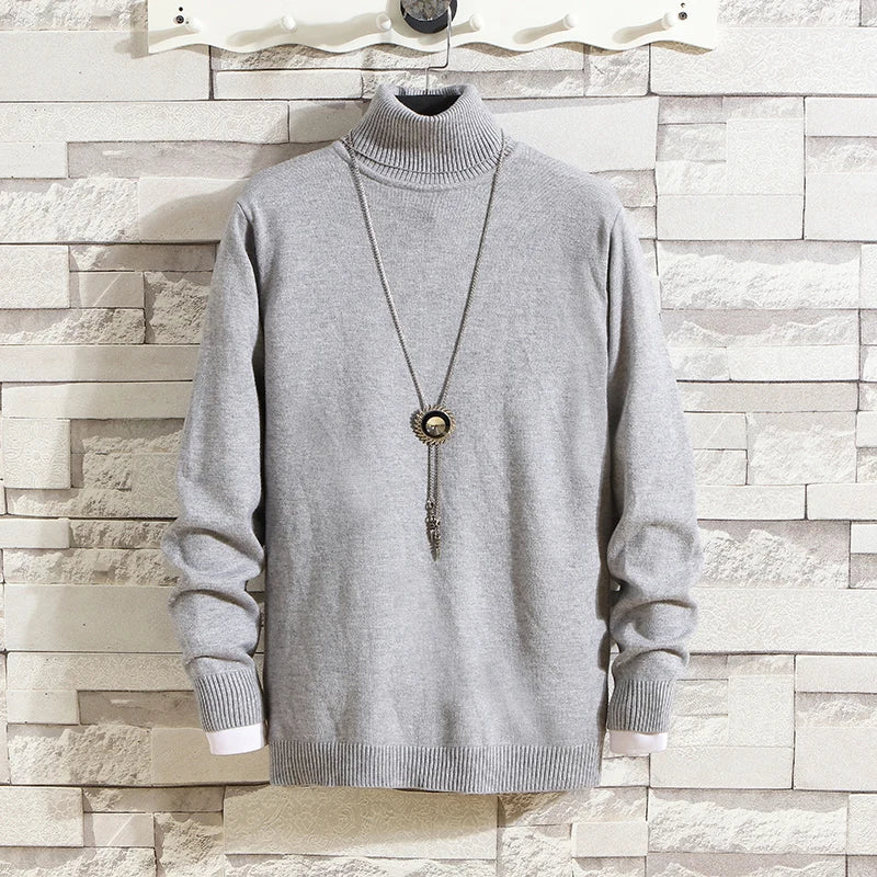 Men's high neck and long sleeve knit sweater