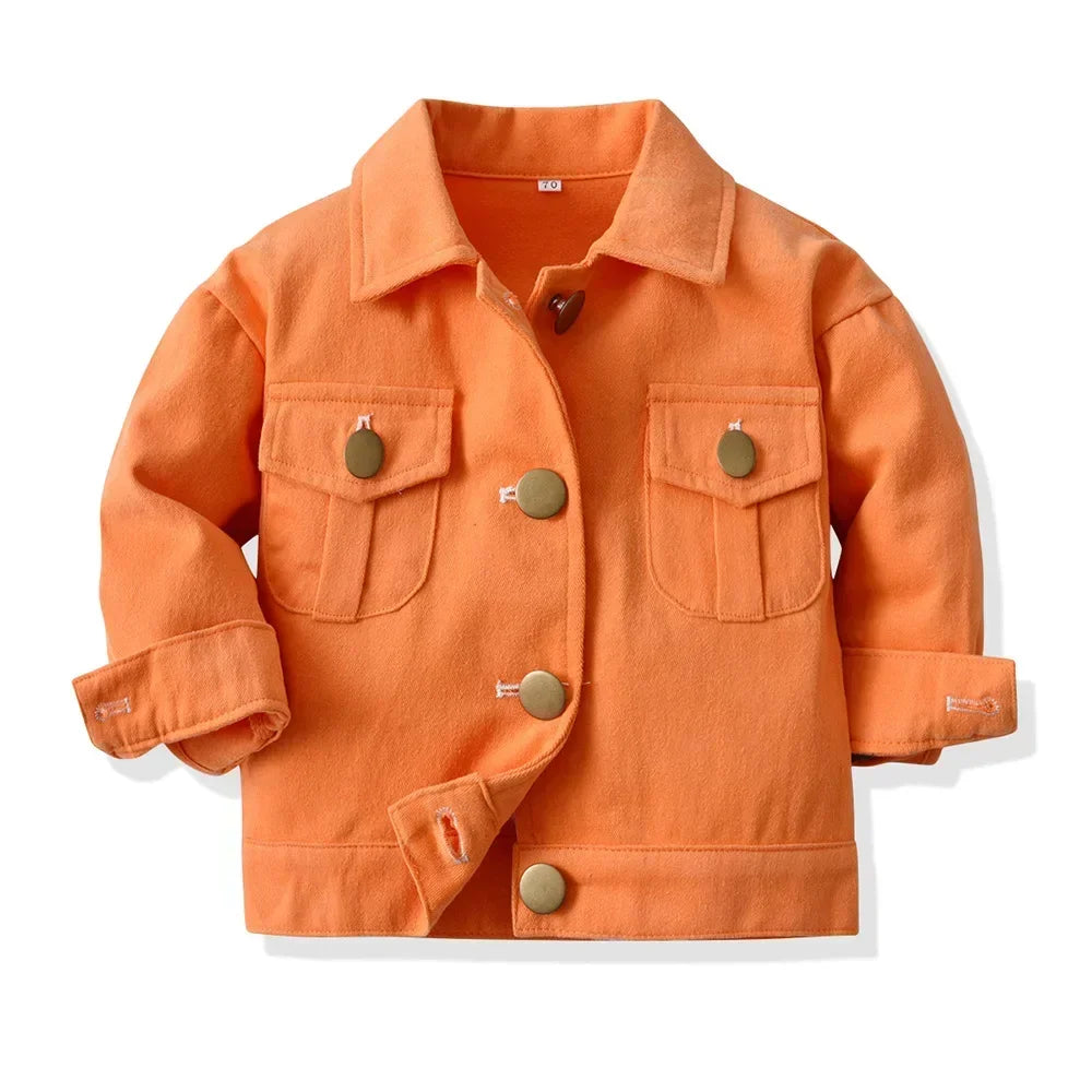 Children's long sleeve candy-colored denim jacket for autumn