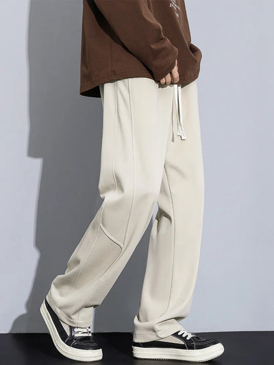 Men’s Relaxed Fit Trousers - Soft Cotton Blend - Drawstring Waist - Casual Everyday Wear