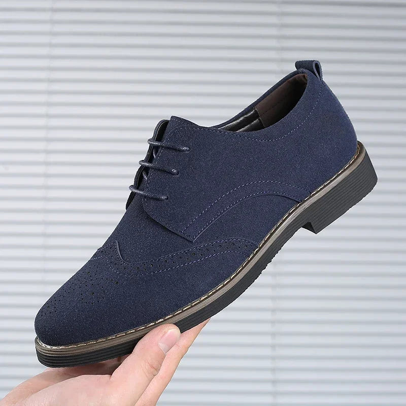 Men’s Oxford Shoes - Suede Finish - Brogue Detailing - Formal Smart Casual Wear