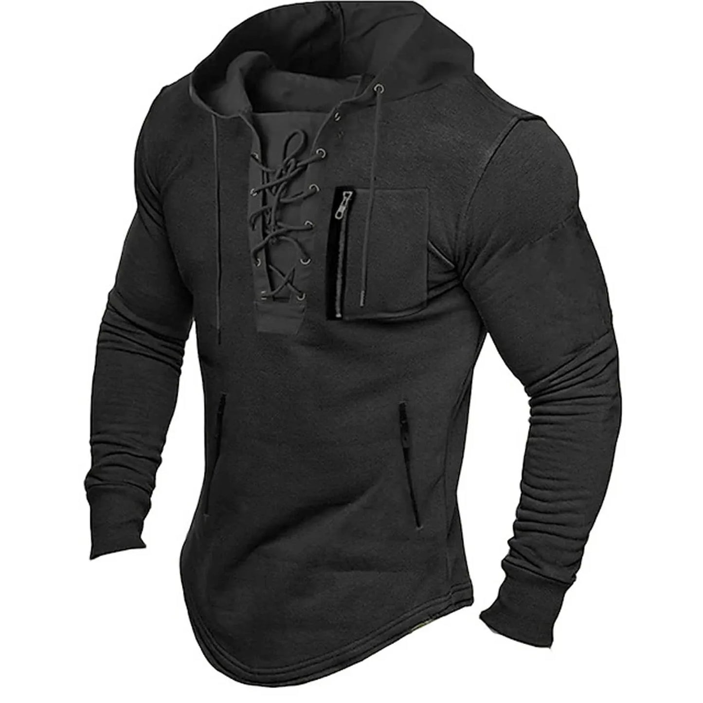 Vintage lace up hoodie for men