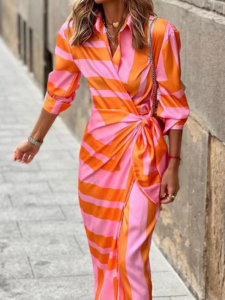 Louisa | Summer Wrap Dress with Collar in Lightweight Fabric