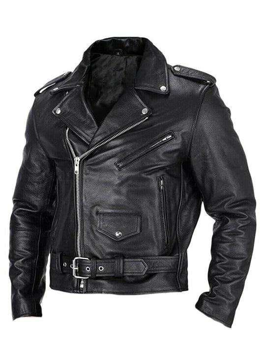 Men's casual motorcycle jacket with stand collar