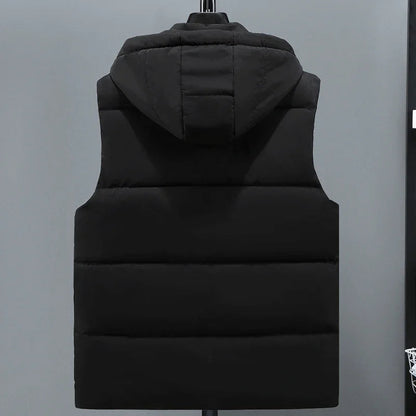 Men's Puffer Vest – Quilted Insulation – Adjustable Hood – Relaxed Fit – Zip Pockets