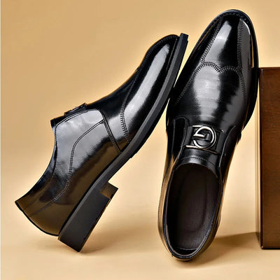 Men’s Leather Dress Shoes - Slip-On - Pointed Toe - Elegant Formal Wear