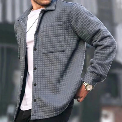 Men’s Quilted Shirt Jacket – Relaxed Fit – Button Front – Casual Layer