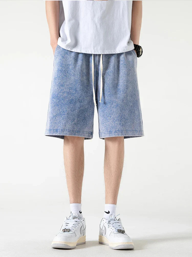 Men’s Casual Shorts – Relaxed Fit – Cotton Blend – Elastic Waist – Knee Length