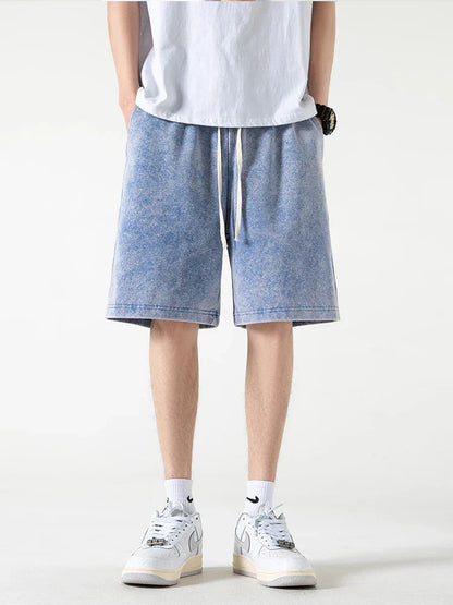 Men’s Casual Shorts – Relaxed Fit – Cotton Blend – Elastic Waist – Knee Length