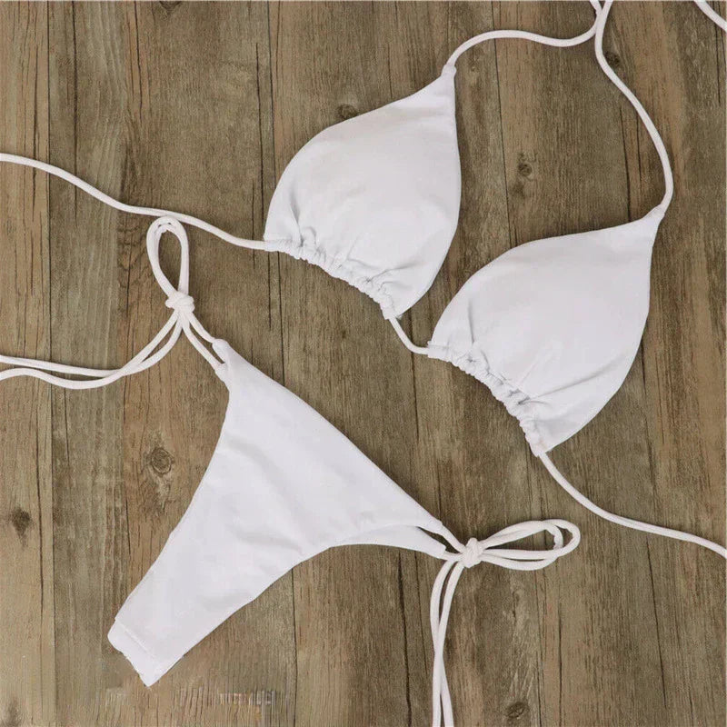 Women’s Bikini Set – Triangle Top – Adjustable Tie Straps – Low Rise Fit