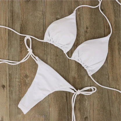 Women’s Bikini Set – Triangle Top – Adjustable Tie Straps – Low Rise Fit