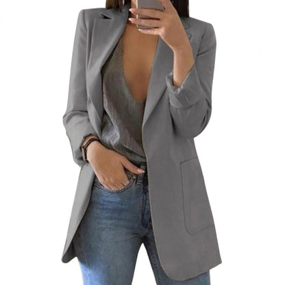 Women’s Blazer – Tailored Fit – Hip Length – Notch Lapel – Open Front – Large Pockets