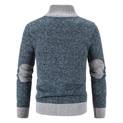 Men's knitted cardigan with patchwork design