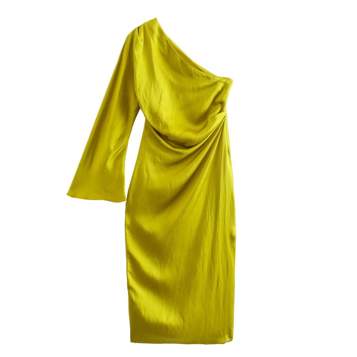 One-Shoulder Satin Dress for Women