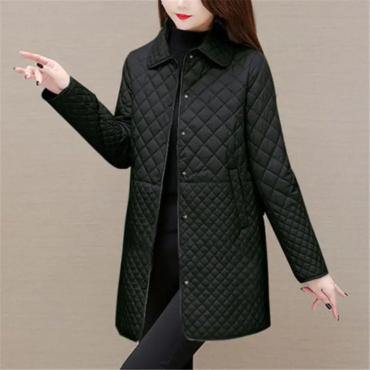 Women's winter checkered quilted jacket