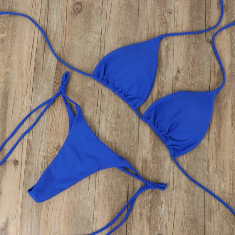 Women’s Bikini Set – Triangle Top – Adjustable Tie Straps – Low Rise Fit