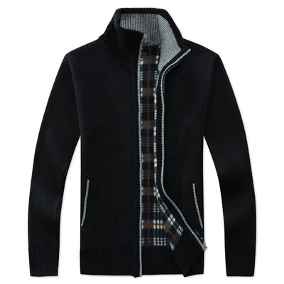 Men's knitted jacket with lapel collar