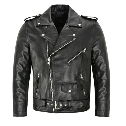 Men's plain zipper motorcycle jacket