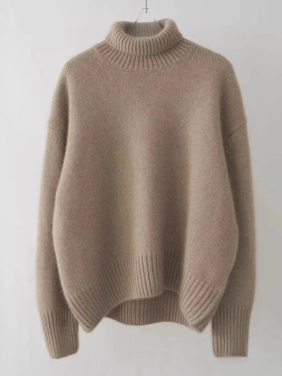 Women's loose knit basic high neck sweater