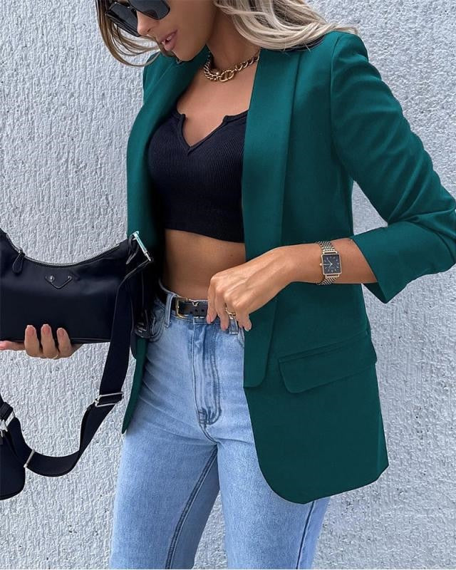 Women’s Blazer – Tailored Fit – Notched Lapel – Long Sleeve – Hip Length Office Wear