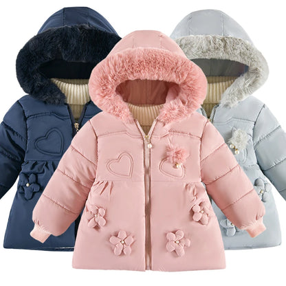 Women's casual outdoor coat with faux fur collar hood