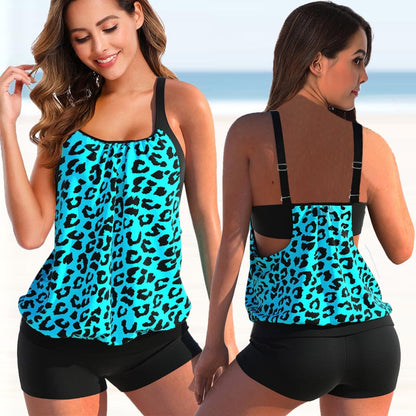 Women’s Tankini Set – Blouson Top – Adjustable Straps – Fitted Shorts – Breathable Blend