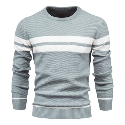 Men's warm casual sweater with white stripes