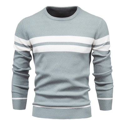 Men's warm casual sweater with white stripes