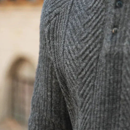 Men’s Knitted Sweater – Slim Fit – Cable Knit – Polo Collar – Long Sleeve Smart Wear