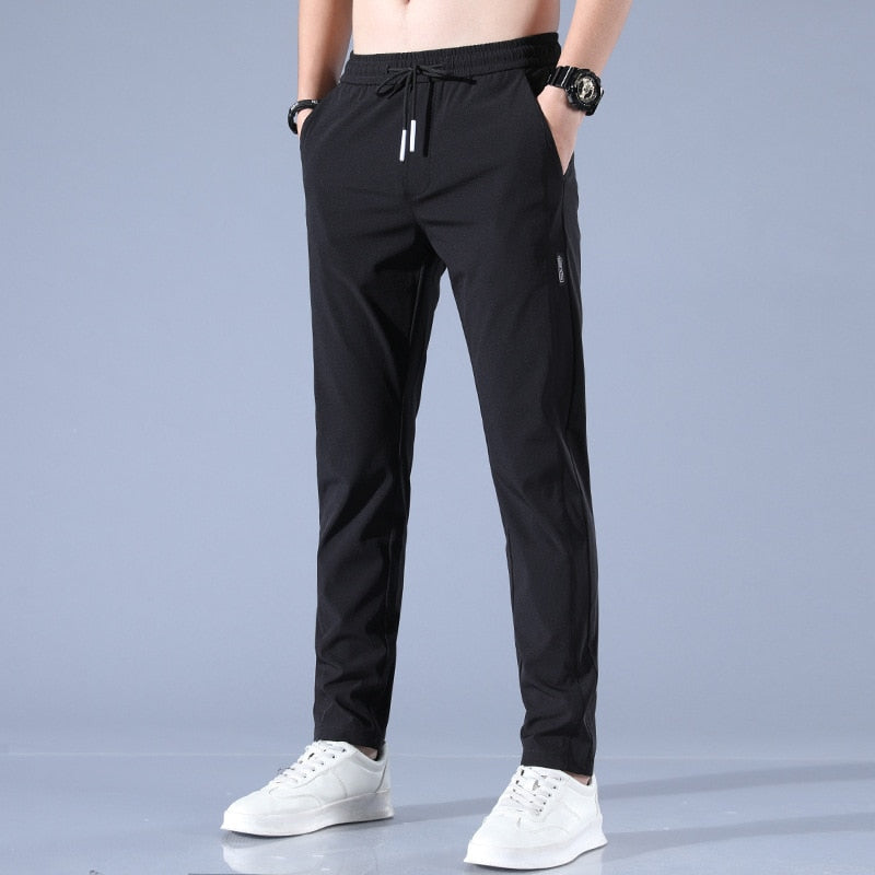 Breathable casual pants with drawstring for men