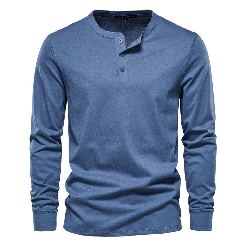 Men's long sleeve casual shirt with button-down collar